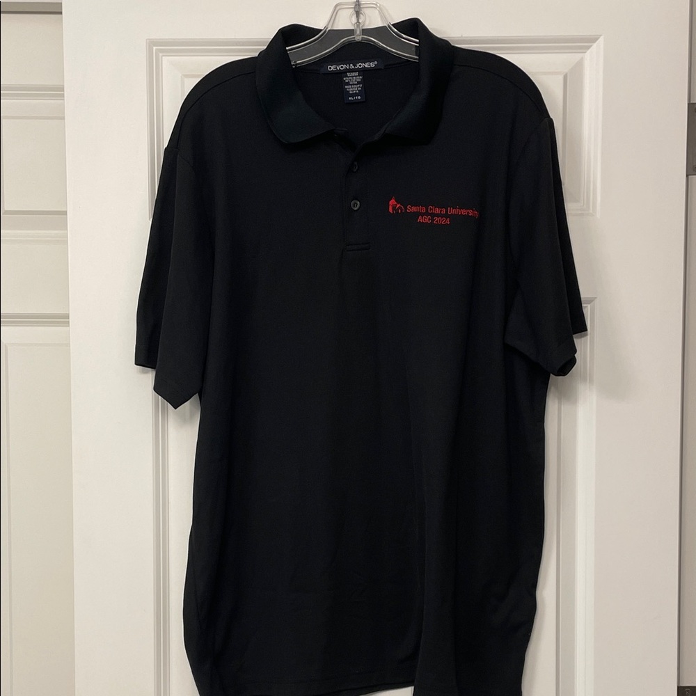Black Polo Shirt with Red Embroidery